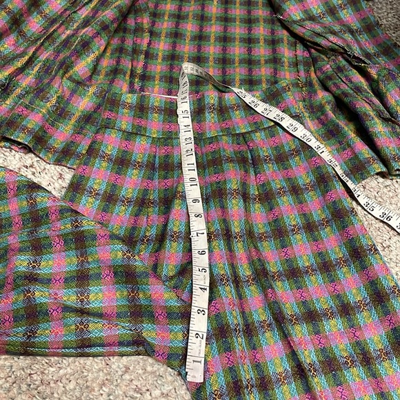 Vintage 60s/70s wool plaid suit - blazer and wide leg high rise pants - Picture 8 of 13